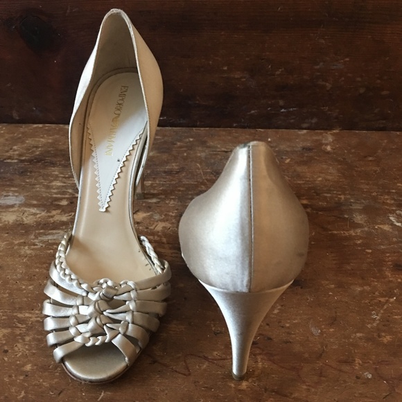 Emporio Armani Champagne Satin Heel Sz 7 - Picture 3 of 6